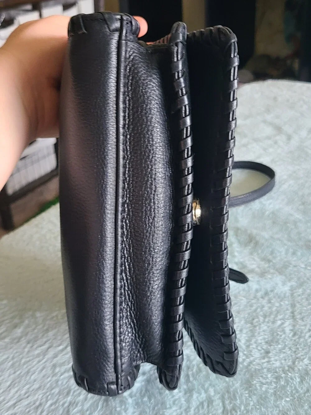 Tory Burch Black Whipstitch Leather Crossbody Bag